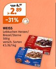 Lebkuchen Herzen/ Brezel/Sterne im Angebot bei Müller in Bamberg Lebkuchen Herzen/ Brezel/Sterne Angebote von WEISS bei Müller Bamberg für 2,89 €