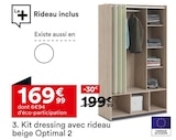 Kit dressing avec rideau beige Optimal 2 - But à Charenton-le-Pont Kit dressing avec rideau beige Optimal 2 en promo chez But Charenton-le-Pont à 169,99 €