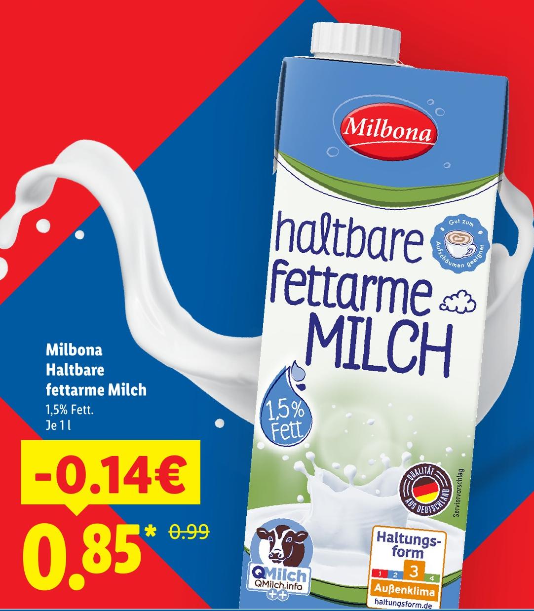 Haltbare fettarme Milch