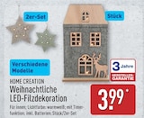 Weihnachtliche LED-Filzdekoration von HOME CREATION im aktuellen ALDI Nord Prospekt