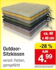 Outdoor-Sitzkissen für 4,99 € bei Zimmermann im Angebot Outdoor-Sitzkissen im aktuellen Zimmermann Prospekt