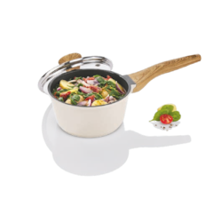 Aluguss-Topf/-Stielkasserolle mit Holzoptik