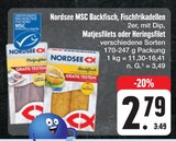 MSC Backfisch, Fischfrikadellen, Matjesfilets oder Heringsfilet Angebote von Nordsee bei E center Erlangen für 2,79 €