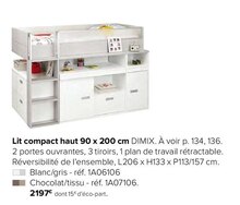 Lit compact haut 90 x 200 cm dimix - Gautier à Angers Lit compact haut 90 x 200 cm dimix en promo chez Gautier Angers à 2 197,00 €