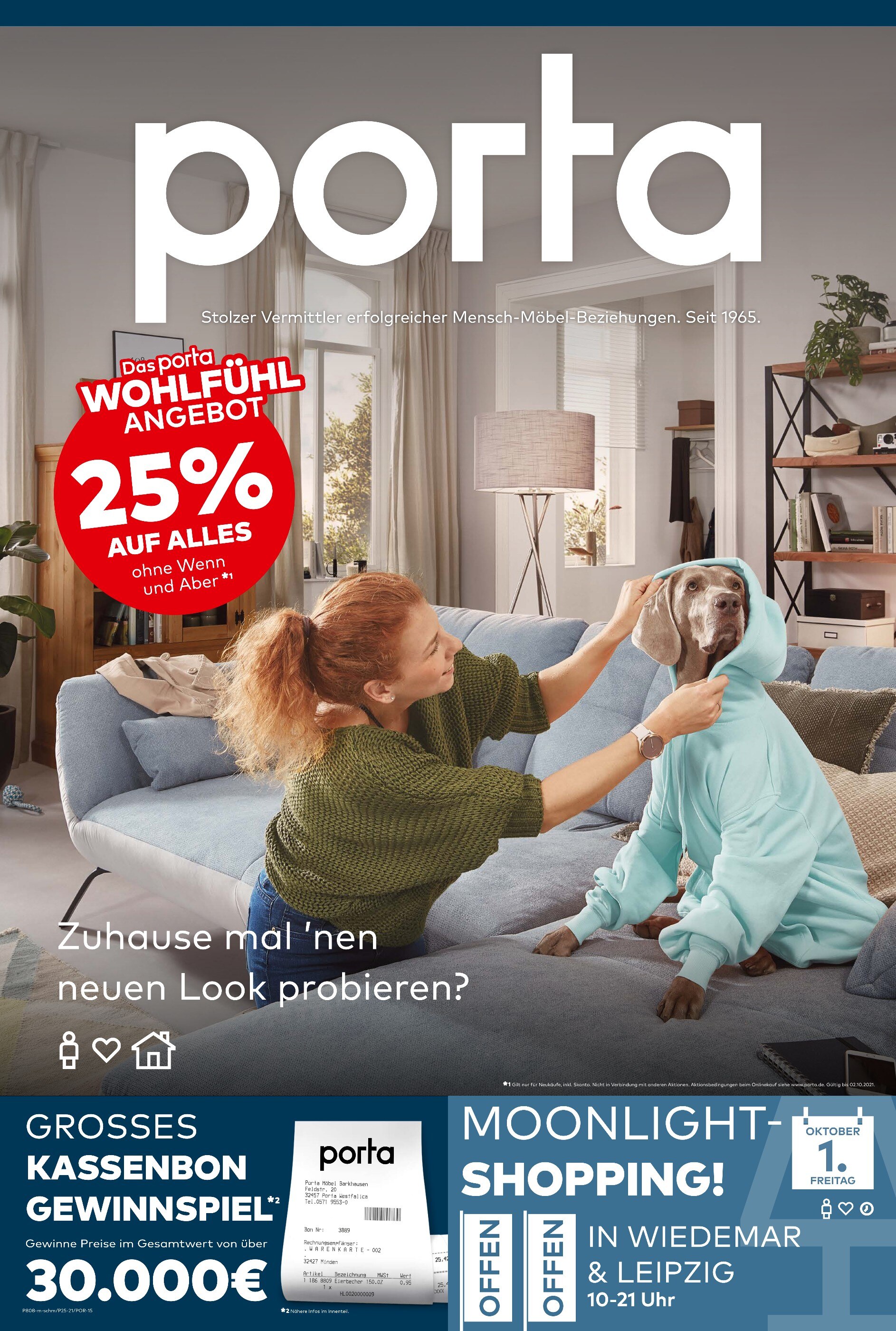 porta Möbel Prospekt für Großbothen mit 4 Seiten porta Möbel Prospekt für Großbothen: "Zuhause mal 'nen neuen Look probieren?", 4 Seiten, 27.09.2021 - 03.10.2021