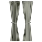 Aktuelles 2 Gardinen + Raffhalter hell graugrün/mit Gardinenband Angebot bei IKEA in Wuppertal ab 25,49 €