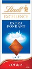Tablette Excellence Lait Extra Fondant - LINDT en promo chez Intermarché Hyper Angers à 2,27 €