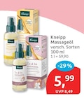 Massageöl von Kneipp im aktuellen budni Prospekt