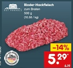 Aktuelles Rinder-Hackfleisch Angebot bei Netto Marken-Discount in Wuppertal ab 5,29 €