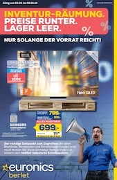 EURONICS Prospekt für Unna mit 8 Seiten EURONICS Prospekt für Unna: "INVENTUR-RÄUMUNG. PREISE RUNTER. LAGER LEER.", 8 Seiten, 03.09.2026 - 09.09.2026
