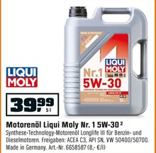 Motorenöl Nr. 1 5W-30² bei OBI in Mainz Motorenöl Nr. 1 5W-30² im Angebot bei OBI Mainz für 39,99 €