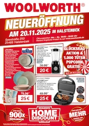 Aktueller Woolworth Prospekt mit Tasse, "NEUERÖFFNUNG IN HALSTENBEK", Seite 1