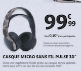 CASQUE-MICRO SANS FIL PULSE 3D en promo chez Auchan Hypermarché Beauvais à 99,99 €