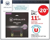 Câble RJ45 CAT7 5M - U Specialiste - Super U à Lorient Câble RJ45 CAT7 5M - U Specialiste en promo chez Super U Lorient à 11,99 €