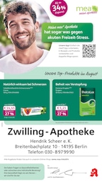 mea - meine apotheke Prospekt für Berlin mit 4 Seiten mea - meine apotheke Prospekt für Berlin: "Unsere August-Angebote", 4 Seiten, 01.08.2026 - 31.08.2026