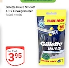 Blue 3 Smooth im Angebot bei GLOBUS in Frechen Blue 3 Smooth Angebote von Gillette bei GLOBUS Frechen für 3,95 €