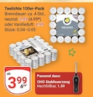 Teelichte 100er-Pack Angebote bei GLOBUS Rodgau für 1,59 €