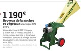 Broyeur de branches et végétaux électrique R70 220 V - Espace Emeraude à Mulhouse Broyeur de branches et végétaux électrique R70 220 V en promo chez Espace Emeraude Mulhouse à 1 190,00 €
