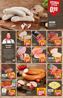 Bratwurst im aktuellen REWE Prospekt (Kiel) Bratwurst im REWE Prospekt "Dein Markt" mit 38 Seiten (Kiel)
