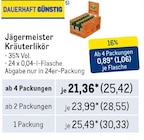 Kräuterlikör Angebote von Jägermeister bei Metro Ravensburg für 25,42 €