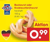 Bockwurst oder Knoblauchbrühwurst bei Netto Marken-Discount im Prospekt "" für 0,99 €