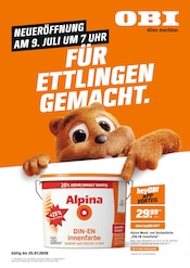 Farbe im OBI Prospekt in Ettlingen Aktueller OBI Prospekt mit Farbe, "FÜR ETTLINGEN GEMACHT.", Seite 1