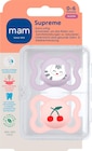 Schnuller Supreme Silikon, lila/rosa, 0-6 Monate im dm-drogerie markt Prospekt Schnuller Supreme Silikon, lila/rosa, 0-6 Monate von mam im aktuellen dm-drogerie markt Prospekt für 9,75 €