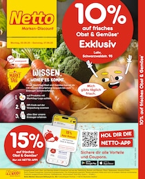 Netto Marken-Discount Prospekt für Lahr mit 2 Seiten Netto Marken-Discount Prospekt für Lahr: "10% auf frisches Obst & Gemüse", 2 Seiten, 02.06.2025 - 07.06.2025