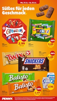Snickers Angebot im Penny Prospekt, gültig von 17.11.2025 bis 23.11.2025 Snickers Angebot im aktuellen Penny Prospekt auf Seite 22