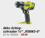 Akku-Schlagschrauber 1/2" "R18IW3-0" im Angebot bei toom Baumarkt in Bad Oeynhausen Akku-Schlagschrauber 1/2" "R18IW3-0" Angebote von RYOBI bei toom Baumarkt Bad Oeynhausen für 139,99 €