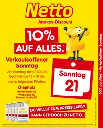 Netto Marken-Discount Prospekt: "10% auf alles", 2 Seiten, 21.04.2024 - 21.04.2024