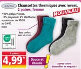 Chaussettes thermiques avec revers, 2 paires, femme - ELLENOR en promo chez Norma Colmar à 4,99 €