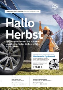 Aktueller Volkswagen Prospekt "Herbst in Sicht" Seite 1 von 1 Seite für Greiz
