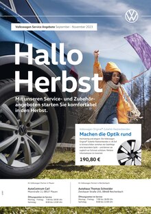 Volkswagen Prospekt der Woche "Herbst in Sicht" Seite 1, 01.10.2023 bis 30.11.2023 für Greiz Aktueller Volkswagen Prospekt "Herbst in Sicht" Seite 1 von 1 Seite für Greiz