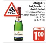Sekt, Fruchtsecco oder Alkoholfrei bei EDEKA im Rauhenebrach Prospekt für 1,00 €