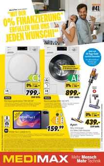 Waschmaschine im MEDIMAX Prospekt ""MIT DER 0% FINANZIERUNG ERFÜLLEN WIR UNS JEDEN WUNSCH!"" mit 8 Seiten (Dinslaken)