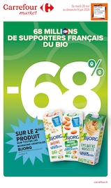 Catalogue Supermarchés Carrefour Market en cours à Le Sourn et alentours, "68 millions de supporters francais du BIO", 22 pages, 28/05/2024 - 09/06/2024