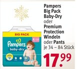 Big Pack Baby-Dry oder Premium Protection Windeln oder Pants im Rossmann Prospekt Big Pack Baby-Dry oder Premium Protection Windeln oder Pants von Pampers im aktuellen Rossmann Prospekt für 17,99 €