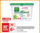 Lessive Capsules Savon Végétal Hypoallergénique - L'ARBRE VERT en promo chez Auchan Supermarché Poissy à 6,29 €