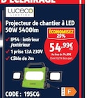 Projecteur de chantier à LED 50W 5400lm - LUCECO dans le catalogue Screwfix