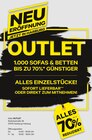 Outlet - 1000 Sofas & Betten bis zu 70% günstiger im aktuellen Kabs Prospekt