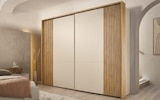 Aktuelles Schwebetürenschrank Isabelle, champagner/Eiche Bianco Angebot bei HARDECK in Recklinghausen ab 1.599,00 €
