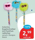 Kugelschreiber mit PomPom radierbar von Colorino im aktuellen budni Prospekt