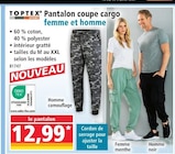 Promo Pantalon coupe cargo homme et femme à 12,99 € dans le catalogue Norma à Héricourt