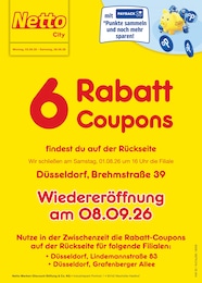 Netto Marken-Discount Prospekt für Düsseldorf mit 2 Seiten Netto Marken-Discount Prospekt für Düsseldorf: "6 Rabatt-Coupons", 2 Seiten, 03.08.2026 - 08.08.2026