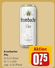 Pils im Angebot bei REWE in Friedrichsdorf Pils Angebote von Krombacher bei REWE Friedrichsdorf für 0,75 €