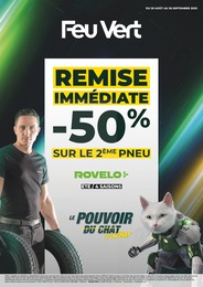 Prospectus Feu Vert à Levallois-Perret "Remise immédiate -50% sur le 2ème pneu", 1 page, 30/08/2023 - 26/09/2023