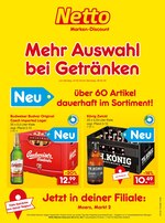 Netto Marken-Discount Prospekt "Mehr Auswahl
bei Getränken", 2 Seiten, für Rheurdt, 24.02.2020 - 29.02.2020 Netto Marken-Discount Prospekt "Mehr Auswahl
bei Getränken", 2 Seiten, für Rheurdt, 24.02.2020 - 29.02.2020