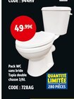 Pack WC sans bride Tapia double chasse 3/6L en promo chez Screwfix Amiens à 49,99 €