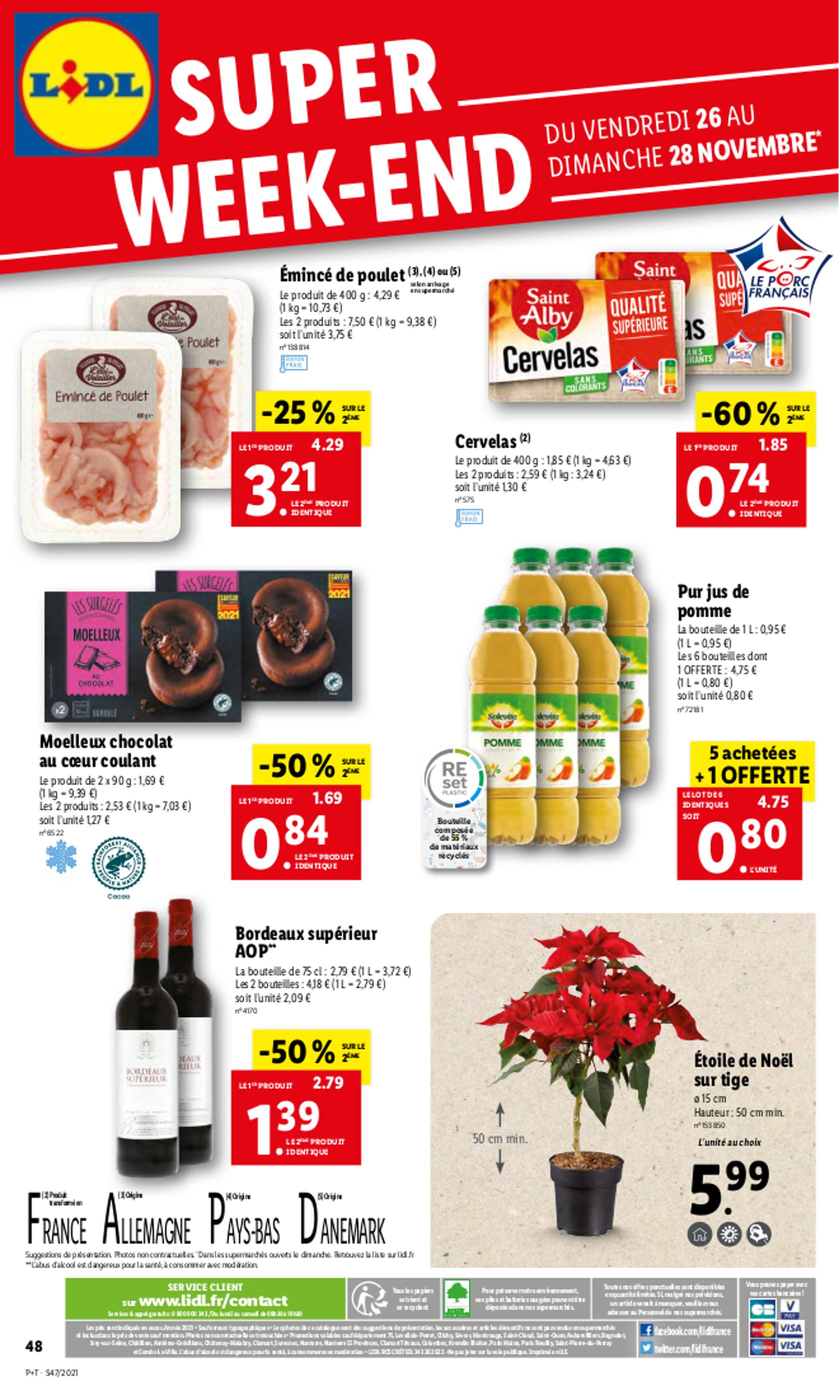 Catalogue Lidl à Les Baumettes, avec 1 page Prospectus Lidl à Les Baumettes, "Super week-end", 1 page, 24/11/2021 - 30/11/2021